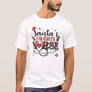 T-shirt Père Noël Préférée Nurse Noël Pyjama Lumières Nur