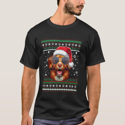 T-shirt Père Noël Pull Ugly Retriever de Tolling de Canard (Devant)