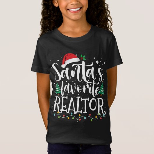 T-Shirt Père Noël Realtor Favori Noël Santa Hat Light (Devant)