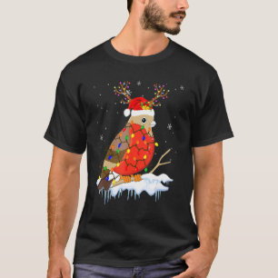 T-shirt Père Noël Reindeer Bird Xmas Light Père Noël Reind