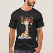 T-shirt Père Noël Reindeer Giraffe Xmas Light Père Noël Re (Devant)