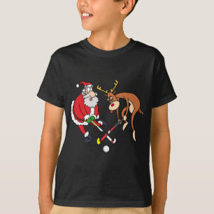T-shirt Père Noël Reindeer Jouer Joueur De Hockey De Terra