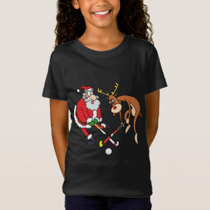 T-Shirt Père Noël Reindeer Jouer Joueur De Hockey De Terra