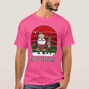 T-shirt Père Noël Reindeer Joyeux Noël XMas Vintage