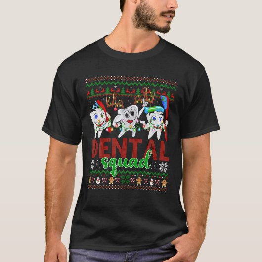 T-shirt Père Noël Reindeer laide-doux dents Dentiste Squad (Devant)