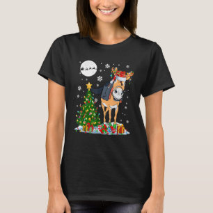 T-shirt Père Noël Reindeer Mule Christmas Tree Lumières Fa