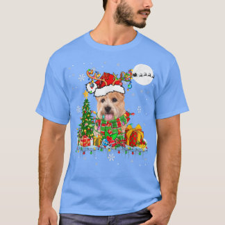 T-shirt Père Noël Reindeer Norwich Terrier Xmas Lumières