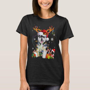 T-shirt Père Noël Reindeer Sibérien Husky Lights Xma