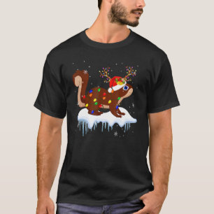 T-shirt Père Noël Reindeer Squirrel Xmas Light Père Noël R