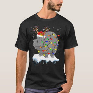 T-shirt Père Noël Renne Hippopotame Lumière de Noël Père N