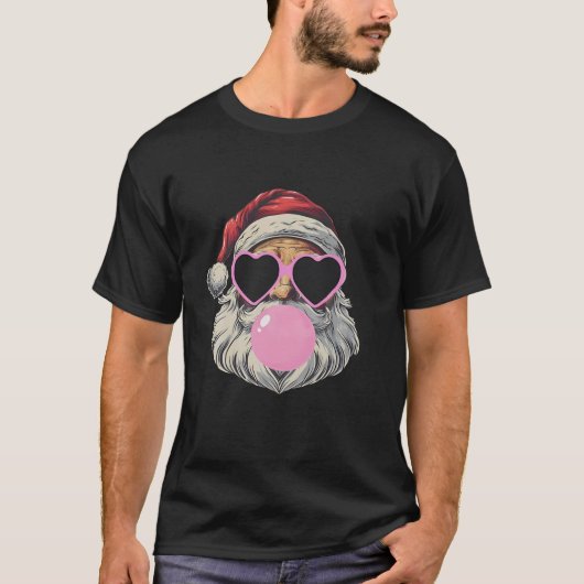 T-shirt Père Noël rétro avec lunettes de coeur Bubblegum N (Devant)