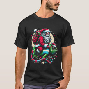 T-shirt Père Noël Riding Chameleon couleurs de Noël