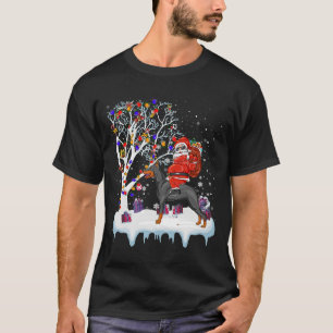 T-shirt Père Noël Riding Doberman Pinscher Chien 191