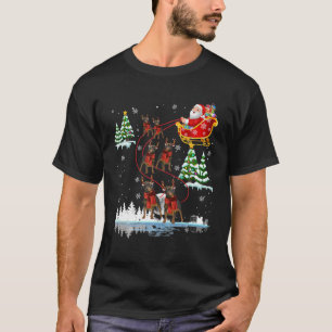T-shirt père Noël Riding Rottweiler Reindeer Pajama de Noë