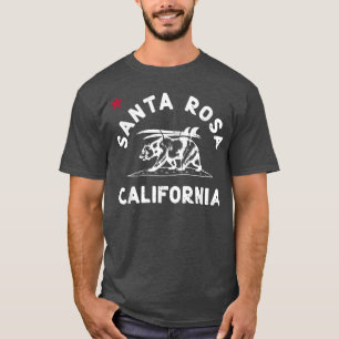 T-shirt Père Noël Rosa California Beach Drapeau Surf Ours