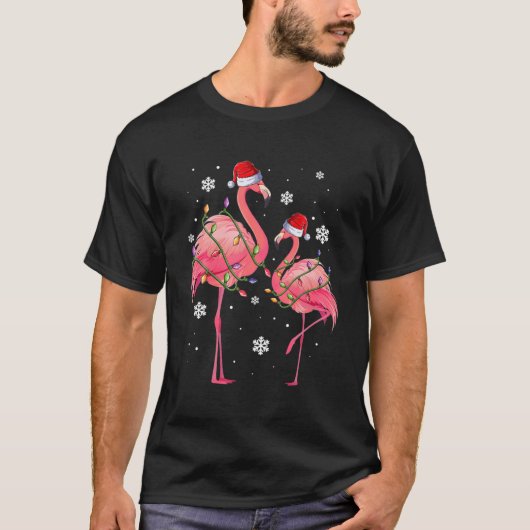 T-shirt Père Noël rose Flamant rose Vêtements de Noël, Fil (Devant)