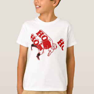 T-shirt Père Noël rouge et blanc Marcher Ho Ho Art Imprime