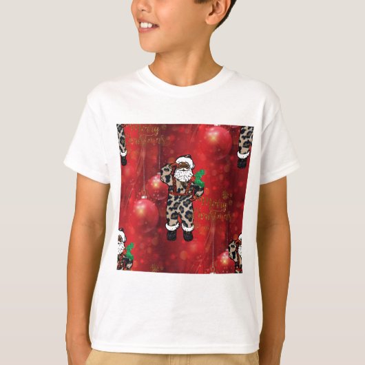 T-shirt père Noël rouge léopard (Devant)