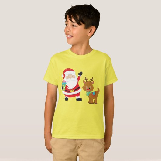 T-shirt père Noël Rudolph le noël des rennes à nez rouge (Devant entier)
