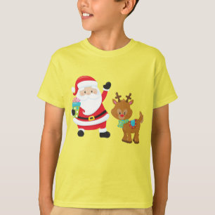 T-shirt père Noël Rudolph, le petit renne à nez rouge N