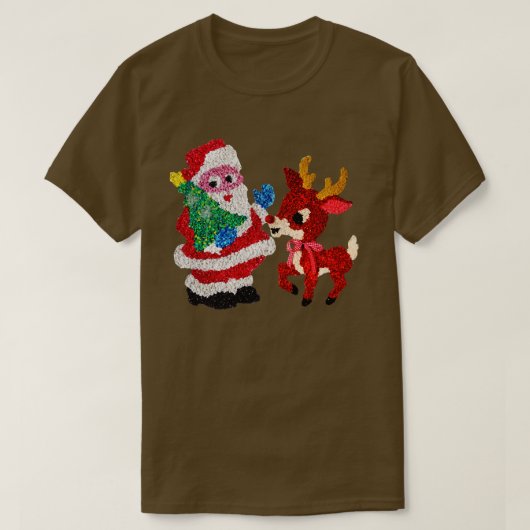 T-shirt Père Noël Rudolph les années 70 Popcorn en plastiq (Design devant)