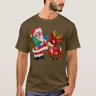 T-shirt Père Noël Rudolph les années 70 Popcorn en plastiq