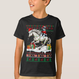 T-shirt Père Noël Schnauzer équitation Cheval Noël Sweater