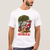 T-shirt Père Noël se détend sur une chaise, (Devant)