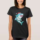 T-shirt père Noël Shark lumières de Noël drôle (Devant)
