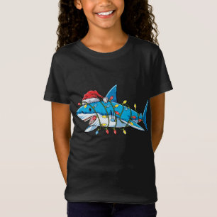 T-Shirt Père Noël Shark Noël illuminent Charkmas Tree Noël