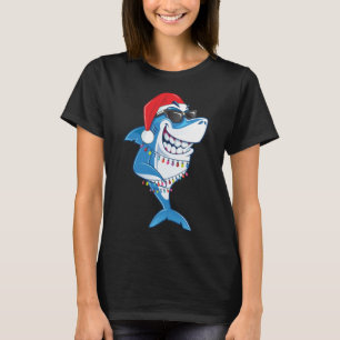 T-shirt Père Noël Shark Noël lumières Funny Sharkmas laide