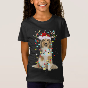 T-Shirt Père Noël Shetland Sheepdog Reindeer Noël clair