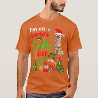 T-shirt Père Noël Shiba Inu Je suis sur Père Noël Naughty 