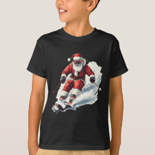 T-shirt Père Noël Skiant Noël Drôle Skieur Ski Racier Xmas