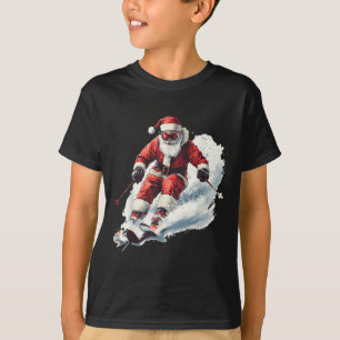 T-shirt Père Noël Skiant Noël Drôle Skieur Ski Racur Noel