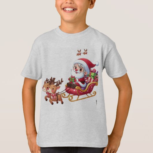 T-shirt Père Noël Sleigh Ride Festive cadeau de Noël pour (Devant)