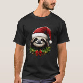 T-shirt Père Noël Sloth Christmas Tree Light Pyjama X mas  (Devant)