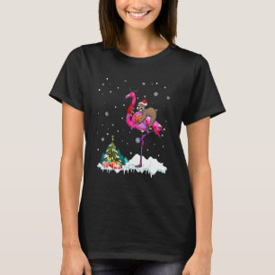 T-shirt Père Noël Sloth Riding Flamant rose Reindeer Xmas
