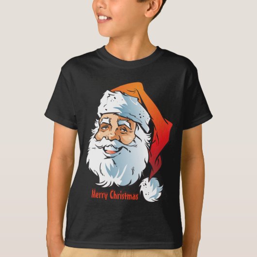 T-shirt Père Noël souriante branchée Joyeux Noël (Devant)