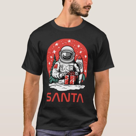 T-shirt Père Noël spatial Astronaute Cosmos Présente Cool (Devant)