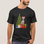 T-shirt Père Noël Sphynx Chat Noël Arbre Lumière Noël Chat (Devant)