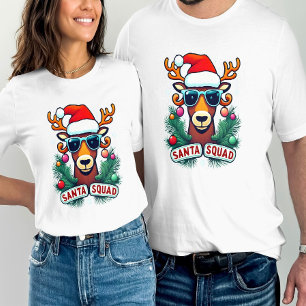 T-shirt Père Noël Squad Reindee Cool avec lunettes Noël
