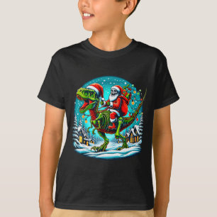 T-shirt Père Noël squelette à cheval sur T Rex dinosaure N