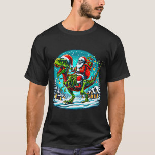 T-shirt Père Noël squelette à cheval sur T Rex dinosaure N