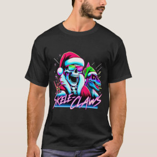 T-shirt Père Noël squelette à cheval sur T Rex dinosaure N