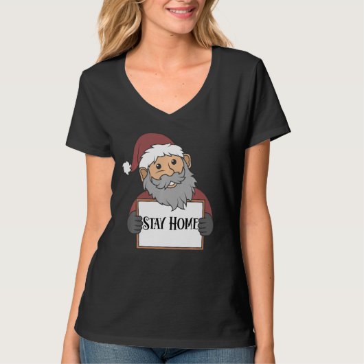 T-shirt Père Noël Stay Home Noël est mis en quarantaine 20 (Devant)