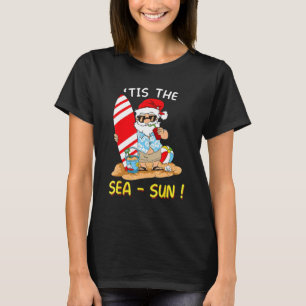 T-shirt Père Noël Surf Ball Float Tis Sea Sun Noël Dans
