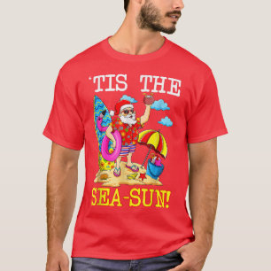 T-shirt Père Noël Surf Flamant rose Float Tis SeaSun Noël