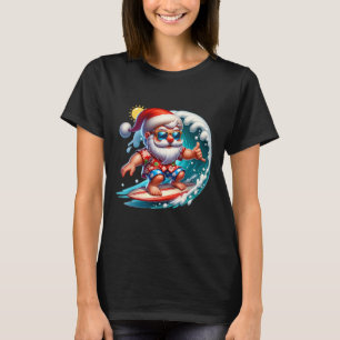 T-shirt Père Noël surfant Noël en juillet Plage Été