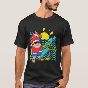 T-shirt Père Noël surfeur d'été à Hawaï Noël tropical